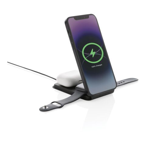 Swiss Peak RCS rPU 15W  3-in-1 magnetic wireless charger black | No Branding | not available | not available