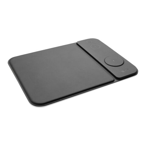 Swiss peak RCS recycled PU 15W 3 in 1 charging mousepad black | No Branding | not available | not available