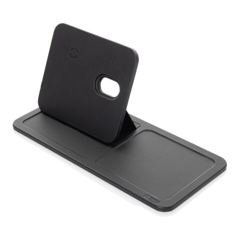 Swiss Peak 3 in 1 RCS recycled PU wireless charger desk tray black | No Branding | not available | not available