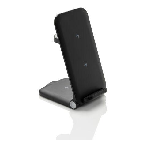 Powerpal 3 in 1 RCS recycled plastic 15W charger black | No Branding | not available | not available