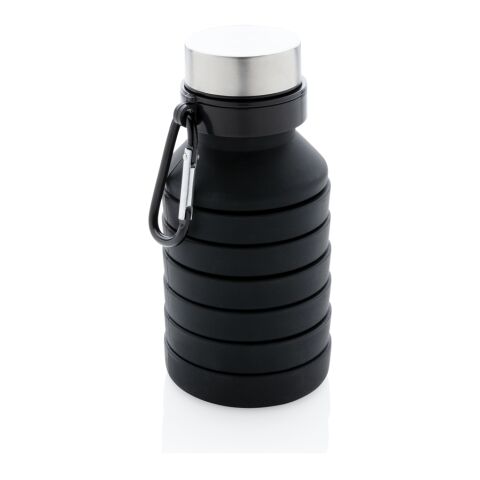 Leakproof collapsible silicone bottle with lid black | No Branding | not available | not available