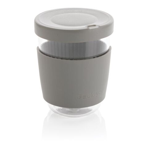 Ukiyo borosilicate glass with silicone lid and sleeve Charcoal Grey | No Branding | not available | not available