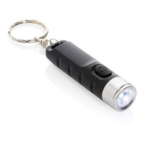 Globix RCS recycled plastic USB re-chargeable keychain torch black | No Branding | not available | not available