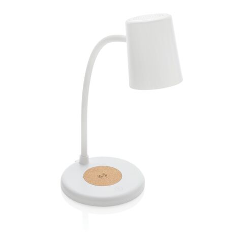Zenara RCS recycled plastic and cork 15W wireless desk lamp white | No Branding | not available | not available