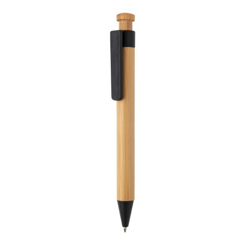 Bamboo pen with wheatstraw clip black | No Branding | not available | not available