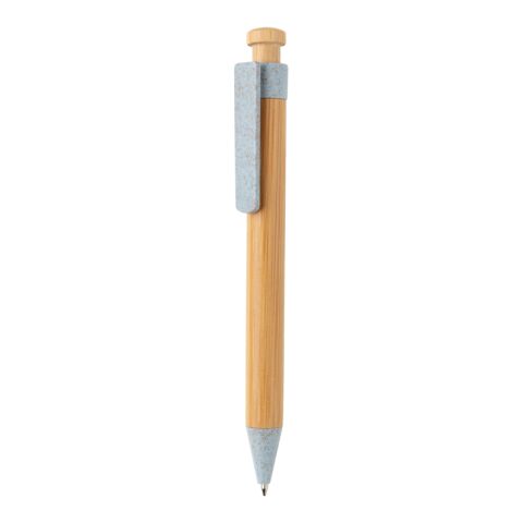 Bamboo pen with wheatstraw clip blue | No Branding | not available | not available