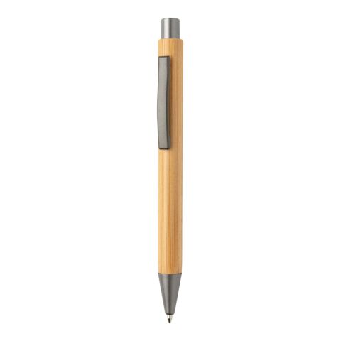 Slim bamboo pen brown-silver | No Branding | not available | not available