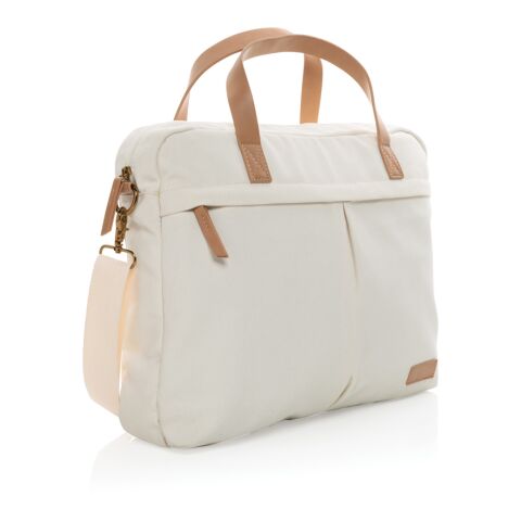 Impact AWARE™ 16 oz. recycled canvas laptop bag white | No Branding | not available | not available | not available