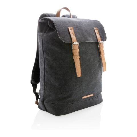 Canvas laptop backpack PVC free black | No Branding | not available | not available | not available