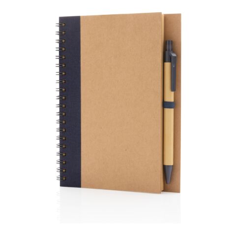 Kraft spiral notebook with pen blue | No Branding | not available | not available