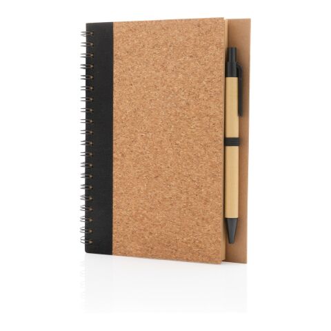 Cork spiral notebook with pen black | No Branding | not available | not available