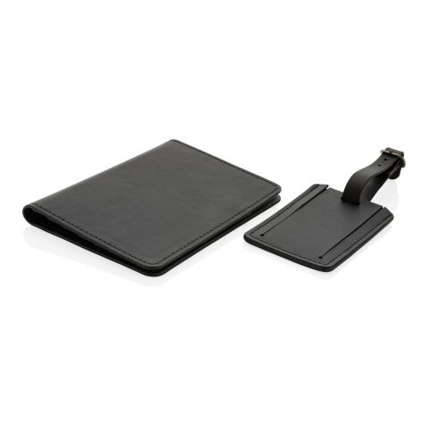 Swiss Peak GRS recycled PU travel gift set black | No Branding | not available | not available