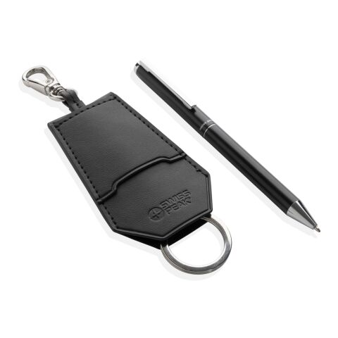 SP Tula RCS certified recycled PU key holder and pen set black | No Branding | not available | not available