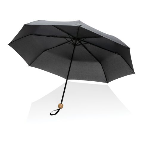 20.5" Impact AWARE RPET 190T Pongee bamboo umbrella black | No Branding | not available | not available