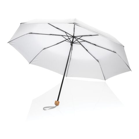 20.5&quot; Impact AWARE RPET 190T Pongee bamboo umbrella White | No Branding | not available | not available