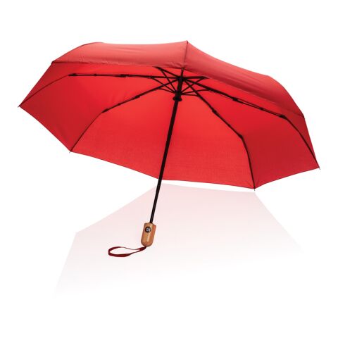 "21"" Impact AWARE™ RPET 190T bamboo auto open/close umbrell red | No Branding | not available | not available