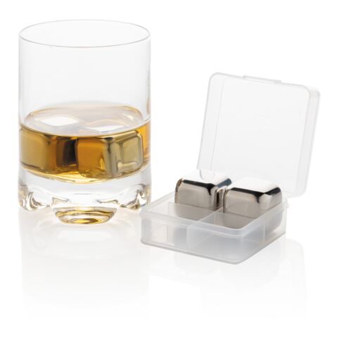 Re-usable stainless steel ice cubes 4pc silver | No Branding | not available | not available