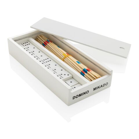 FSC® Deluxe mikado/domino in wooden box White | No Branding | not available | not available