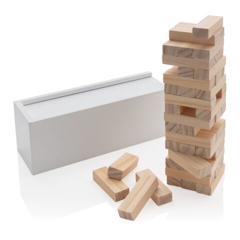 FSC® Deluxe tumbling tower wood block stacking game White | No Branding | not available | not available