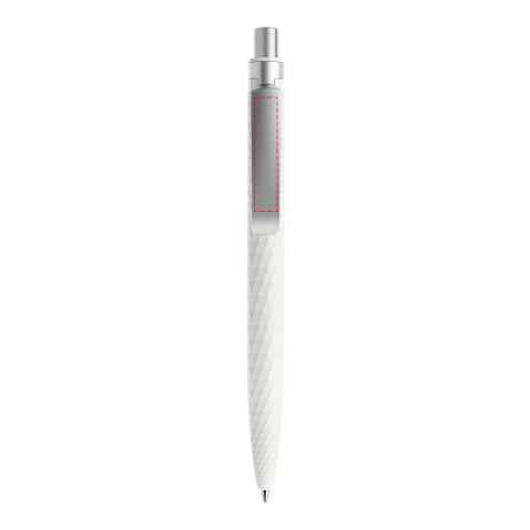 Prodir QS01 push ballpoint pen Stone with metal clip white-silver | Without Branding | Black