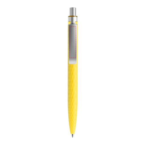 Prodir QS01 push ballpoint pen Soft Touch with metal clip yellow-silver | Without Branding | Black