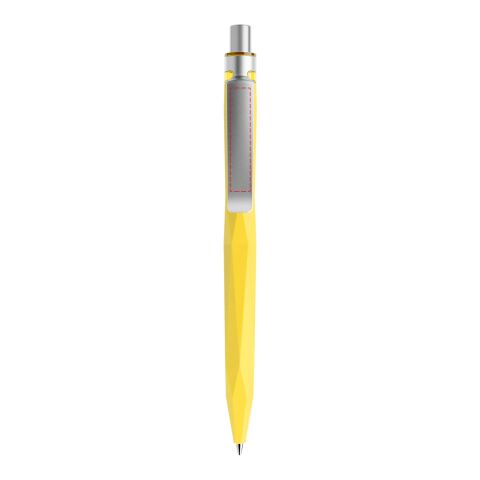 Prodir QS20 push ballpoint pen Soft Touch with metal clip yellow-silver | Without Branding | Blue