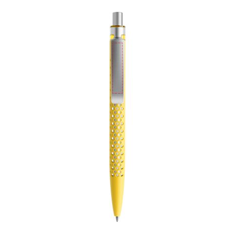 Prodir QS40 push ballpoint pen Soft Touch with metal clip yellow-silver | Without Branding | Blue