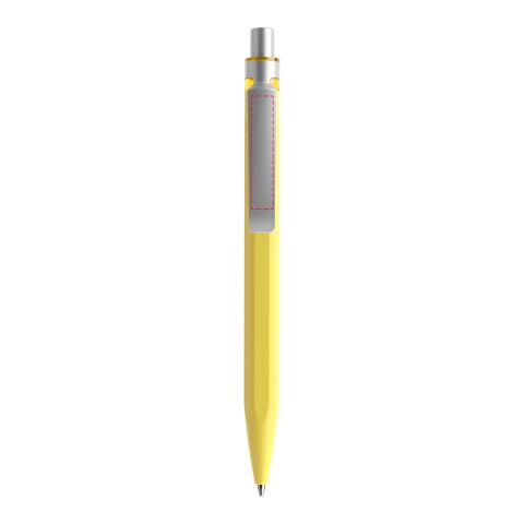 Prodir QS50 push ballpoint pen Soft Touch with metal clip yellow-silver | Without Branding | Blue
