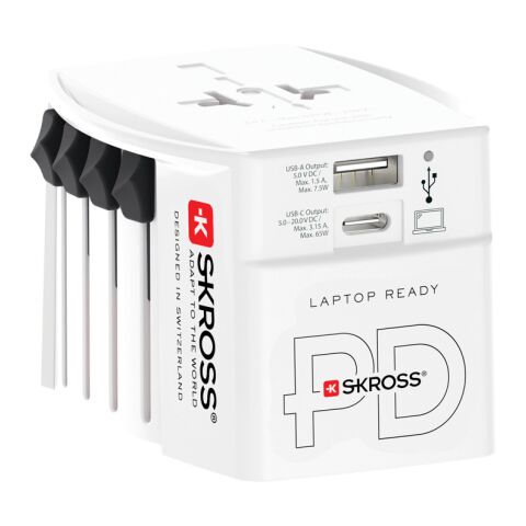SKROSS World Travel Adapter MUV 65W PD with USB C Cable white | No Branding | not available | not available
