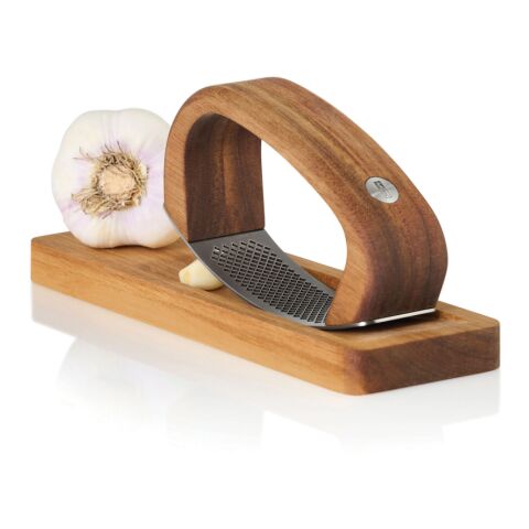AdHoc RoccaAlio Garlic press with chopping board brown | No Branding