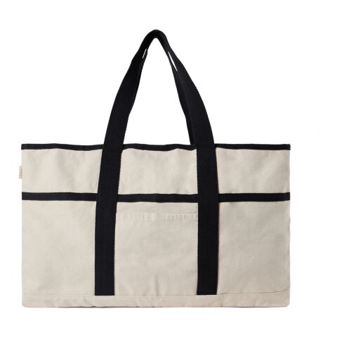 VINGA Volonne AWARE™ recycled canvas beach bag off white-black | No Branding | not available | not available | not available