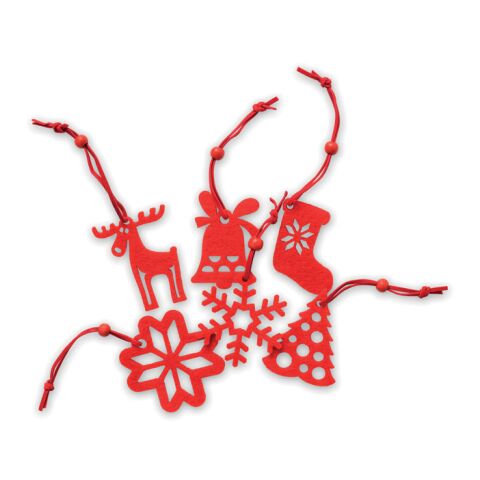 Set of 6 felt tree hangers red | No Branding | not available | not available | not available