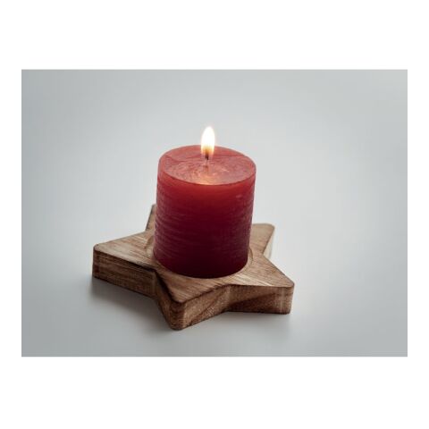 Candle on star wooden base red | No Branding | not available | not available