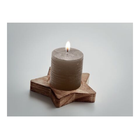 Candle on star wooden base grey | No Branding | not available | not available