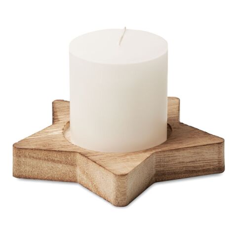 Candle on star wooden base wood | No Branding | not available | not available