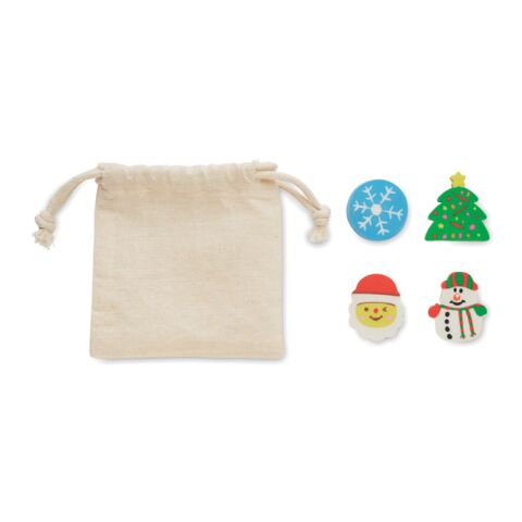 Set of 4 Christmas erasers beige | No Branding | not available | not available | not available