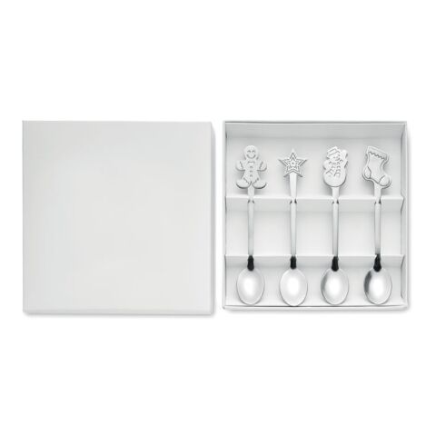 Set of 4 Christmas tea spoon matt silver | No Branding | not available | not available