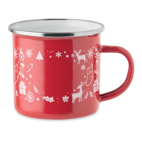 Christmas enamel mug 300ml red