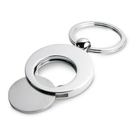 Metal key ring with token shiny silver | No Branding | not available | not available