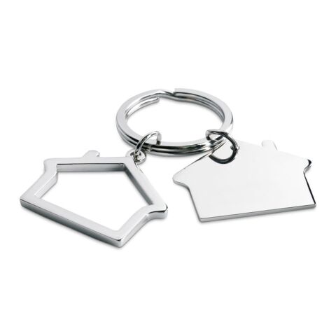Metal key ring house shape shiny silver | No Branding | not available | not available