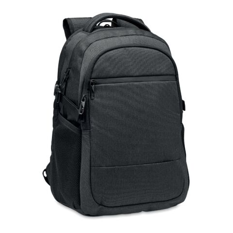 600D RPET laptop backpack with mesh side pockets black | No Branding | not available | not available | not available