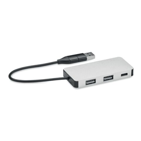 3 port USB hub with 20cm cable silver | No Branding | not available | not available