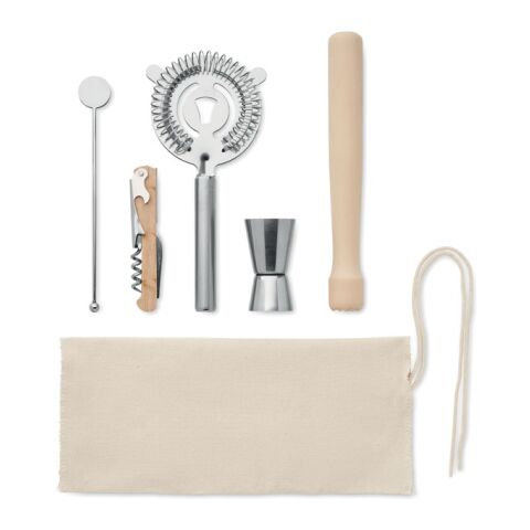5 piece cocktail kit in pouch. beige | No Branding | not available | not available | not available