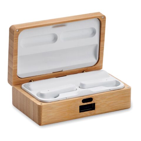 TWS earbuds in bamboo case wood | No Branding | not available | not available | not available