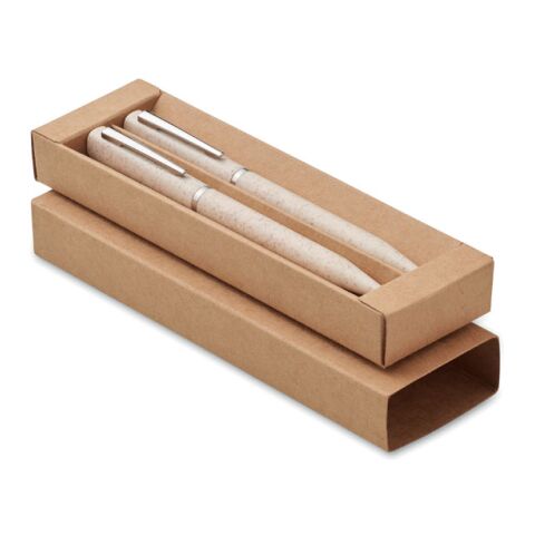 Wheat straw/ABS twist pen set beige | No Branding | not available | not available | not available