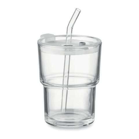 Glass tumbler with straw 400ml transparent | No Branding | not available | not available