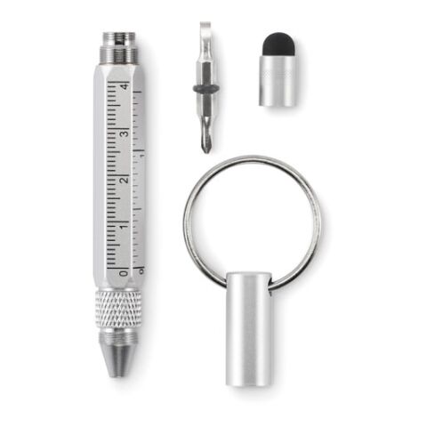 Key ring with twist action pen matt silver | No Branding | not available | not available