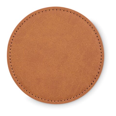 Round coaster in PU brown | No Branding | not available | not available | not available