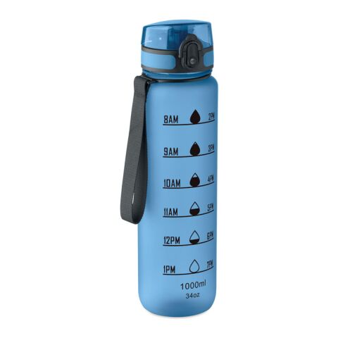 Sports water bottle RPET 1L transparent/light blue | No Branding | not available | not available | not available