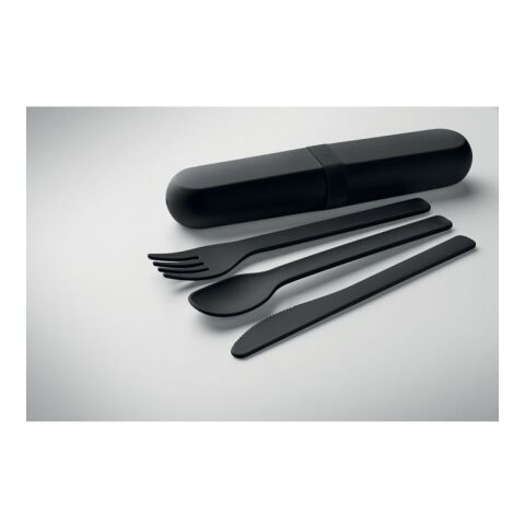 Cutlery set and case in PLA black | No Branding | not available | not available | not available